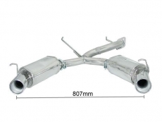 Stainless steel rear silencer left/right each with round tail pipe 102 mm - Original rear bumper modification is required