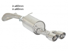 Endschalldämpfer in Edelstahl mit ER 2x90 mm rund Sport Line versetzt