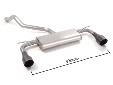 Endschalldämpfer in Edelstahl rechts/links mit ER 102 mm rund Sport Line Black Vergrößerter Rohrdurchmesser 60 mm  Entfernt einen zweiten Schalldämpfer vor dem hinteren Schalldämpfer.