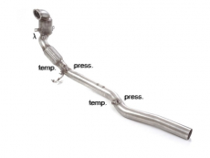 Stainless steel metallic catalyst 200cpsi group n with particulate filter removal.All original probes placements available. Oversized exhaust pipe diameter 76 mm Requires ECU remap