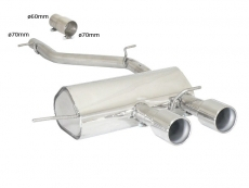 Stainless steel rear silencer with central round tail pipe 2x102 mm