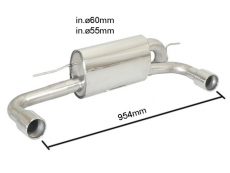 Endschalldämpfer in Edelstahl rechts/links mit ER 90 mm rund - Anpassung der originalen Heckschürze erforderlich