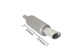 Stainless steel universal rear silencer with oval Sport Line tail pipe 110 x 65 mm - inner input pipe 56/61 mm - to weld