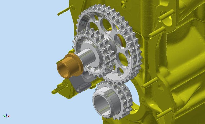 Steuerkettenräder in leichter Ausführung für 105 er Motoren mit Bohrung für Drehzahlmesserantrieb + Zahnrad Kurbelwelle