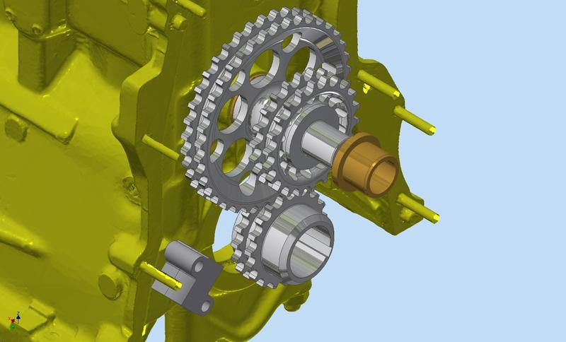 Steuerkettenräder in leichter Ausführung für 105 er Motoren mit Bohrung für Drehzahlmesserantrieb + Zahnrad Kurbelwelle