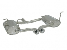 Stainless steel rear silencer with central round tail pipe 2x80 mm