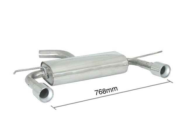 Stainless steel rear silencer left/right each with round tail pipe 90 mm - Original rear bumper modification is required