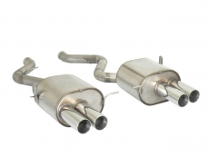 Stainless steel rear silencer left/right each with round Race Line tail pipe 2x80 mm staggered