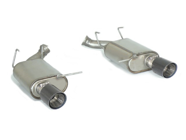 Stainless steel rear silencer left/right each with round Carbon Shot tail pipe 90 mm