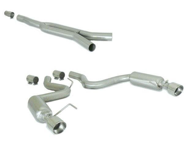 Mittelrohr Gruppe N in Edelstahl + Endschalldämpfer in Edelstahl rechts/links Gruppe N mit ER 102 mm rund Sport Line Vergrößerter Rohrdurchmesser 70 mm