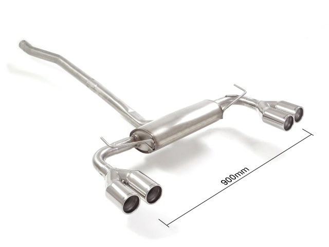 Stainless steel rear silencer left/right each with round tail pipe 2x80 mm staggered  Oversized exhaust pipe diameter 60 mm 