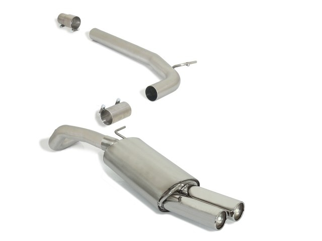 Stainless steel centre pipe group N + Stainless steel rear silencer with round tail pipe 2x80 mm staggered Oversized exhaust pipe diameter 70 mm