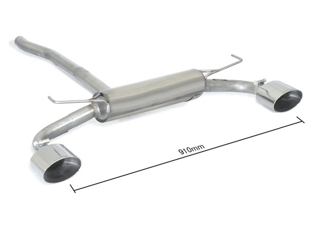 Endschalldämpfer in Edelstahl rechts/links mit je ER 135x90 mm oval Sport Line  "Pop , Pop Star , Lounge" Heckschürze.  