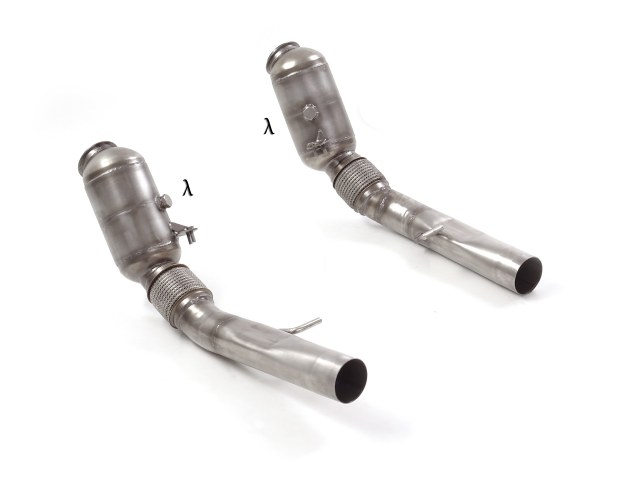 Metallic catalysts 200cpsi left/right Oversized exhaust pipe diameter 76 mm Requires ECU remap 