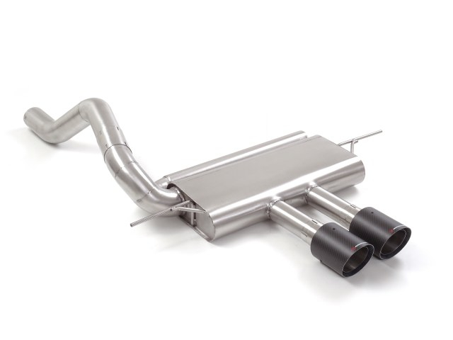 Stainless steel rear silencer with central round Carbon Shot tail pipe 2 / 100 mm Oversized exhaust pipe diameter 76 mm