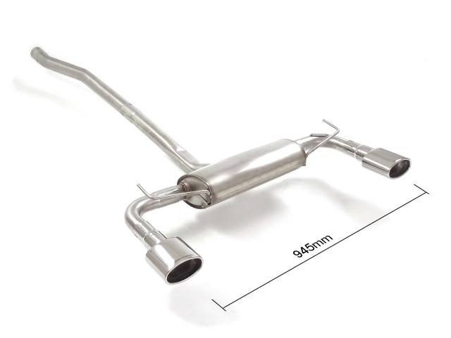 Stainless steel rear silencer left/right each with oval tail pipe 115x70 mm  Fiat "Cross , Cross Plus" Bumper.  