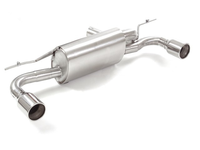 Stainless steel rear silencer left/right each with round tail pipe 90 mm 