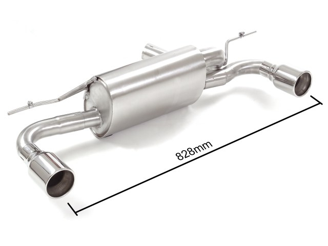 Stainless steel rear silencer left/right each with round tail pipe 90 mm 
