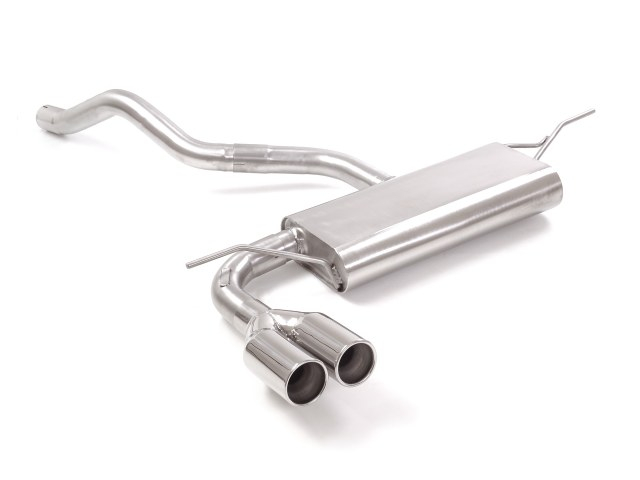 Stainless steel rear silencer with round tail pipe 2x80 mm staggered Oversized exhaust pipe diameter 60 mm  Removes a second muffler before the rear muffler.