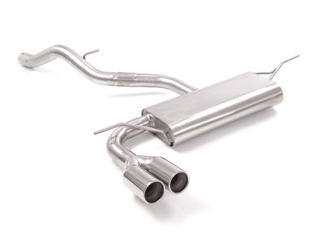 Stainless steel rear silencer with round tail pipe 2x80 mm staggered Oversized exhaust pipe diameter 60 mm  Removes a second muffler before the rear muffler.