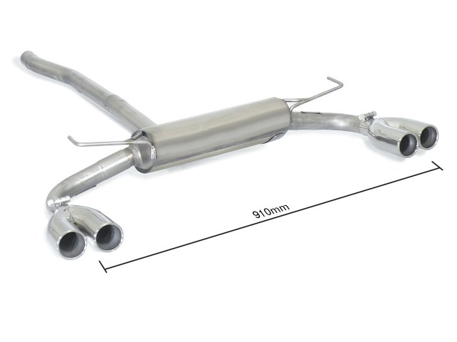 Stainless steel rear silencer left/right each with round tail pipe 2x70 mm staggered  Fiat "Pop , Pop Star , Lounge" Bumper.   Oversized exhaust pipe diameter 60 mm