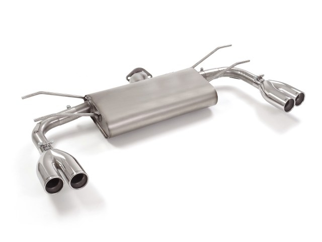 Endschalldämpfer in Edelstahl rechts/links mit je ER 2x70 mm rund versetzt  Vergrößerter Rohrdurchmesser 60 mm 