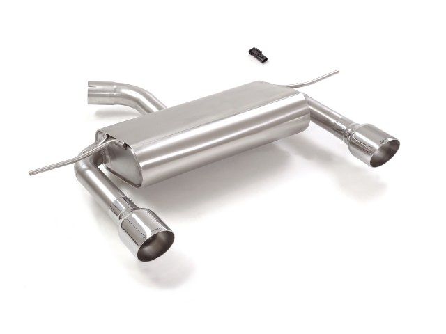 Endschalldämpfer in Edelstahl rechts/links mit ER 102 mm rund Sport Line Ausnahme von der OEM Klappe. Der ursprüngliche Ventilantrieb muss durch den mitgelieferten Emulator vom Auspuff getrennt werden. Vergrößerter Rohrdurchmesser 70 mm