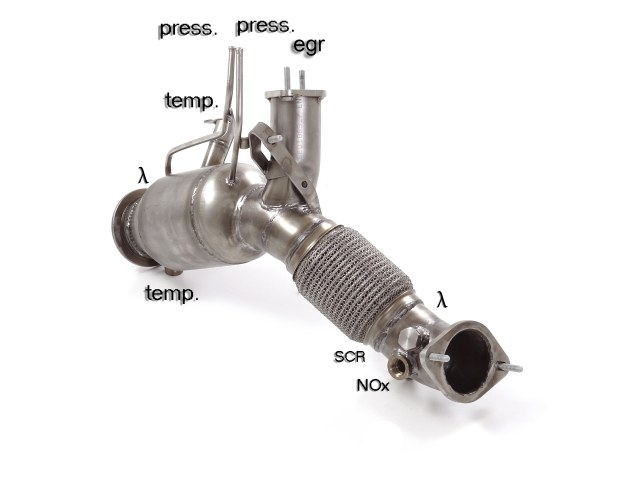 Katalysator Gruppe N + Partikelfilter-Ersatzrohr Gruppe N in Edelstahl  Programmierung des Steuergeräts erforderlich