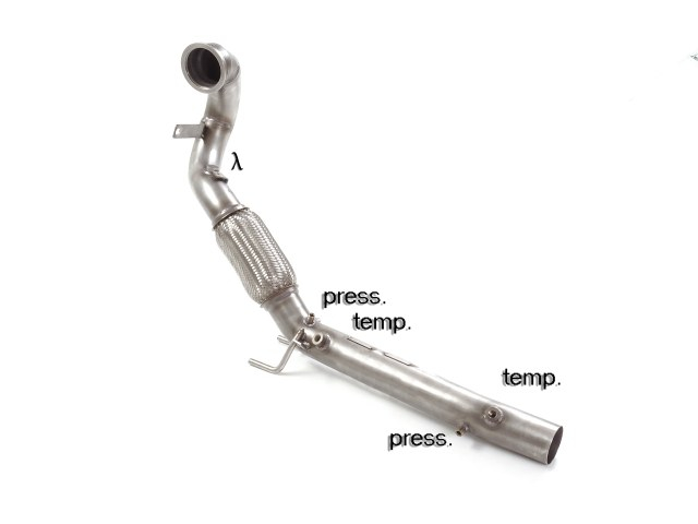 Stainless steel cat replacement pipe group n with particulate filter removal.All original probes placements available.  Oversized exhaust pipe diameter 70 mm Requires ECU remap 