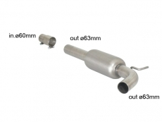 Mittelschalldämpfer in Edelstahl - Vergrößerter Rohrdurchmesser 63,5 mm