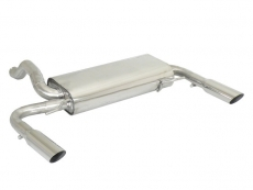 Stainless steel rear silencer left/right each with round Sport Line tail pipe 76mm