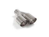 Endrohr links 2x80 mm rund Sport Line versetzt in Edelstahl mit Eingangsrohr-Innendurchmesser 50 mm - Länge 225-240 mm