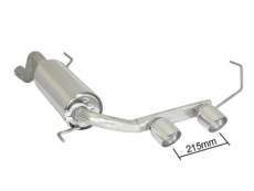 Stainless steel rear silencer with central round Sport Line tail pipe 2x90 mm - Original rear bumper modification is required - Fits to Cadamuro rear apron