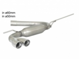Stainless steel rear silencer with round Sport Line tail pipe 2x70 mm staggered Oversized exhaust pipe diameter 60 mm 