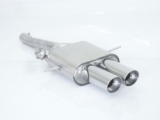 Stainless steel rear silencer with round Sport Line tail pipe 2x90 mm   with integrated electrical valve including remote control.