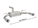 Stainless steel rear silencer left/right each with round Sport Line tail pipe 90 mm