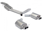 Stainless steel centre silencer + Stainless steel rear silencer left/right with integrated valves.The valves are controlled by the OEM valve motor. Oversized exhaust pipe diameter 70 mm
