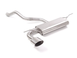 Stainless steel rear silencer with oval Sport Line tail pipe 135x90 mm  Oversized exhaust pipe diameter 60 mm  Removes a second muffler before the rear muffler.