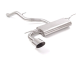 Stainless steel rear silencer with oval Sport Line tail pipe 135x90 mm  Oversized exhaust pipe diameter 60 mm  Removes a second muffler before the rear muffler.