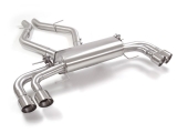 Stainless steel rear silencer left/right each with round Sport Line tail pipe 2 / 102 mm With vacuum operated valves. Oversized exhaust pipe diameter 76 mm 