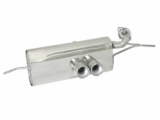 Stainless steel rear silencer with central round tail pipe 2x80 mm with homologated metallic catalyst Requires ECU remap 