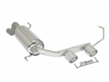 Stainless steel rear silencer with central round Sport Line tail pipe 2x90 mm - Original rear bumper modification is required - Fits to Cadamuro rear apron